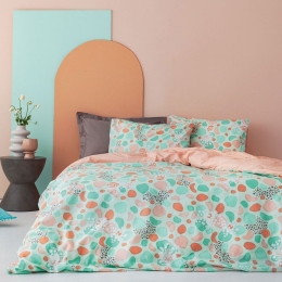Σεντόνια FL6186 Με Λάστιχο (Σετ 4τμχ) Green-Terracotta Palamaiki Υπέρδιπλο 170x230cm 100% Βαμβάκι