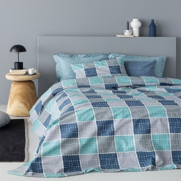 Σεντόνια Fashion Life FL6213 Με Λάστιχο (Σετ 4τμχ) Blue-Grey Palamaiki Υπέρδιπλο 170x230cm 100% Βαμβάκι