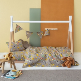 Σεντόνια Παιδικά My Kingdom MK753 Με Λάστιχο (Σετ 3τμχ) Beige-Multi Palamaiki Ημίδιπλο 110x230cm 100% Βαμβάκι