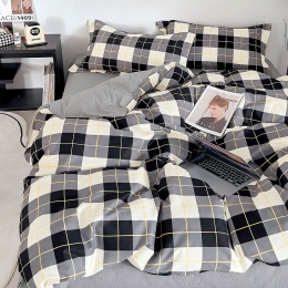 Σεντόνια Satin Days SD323 (Σετ 4τμχ) Black-Ecru Palamaiki Υπέρδιπλο 230x260cm 100% Βαμβακοσατέν