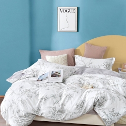 Σεντόνια Satin Days SD324 (Σετ 4τμχ) White-Grey Palamaiki Υπέρδιπλο 230x260cm 100% Βαμβακοσατέν