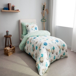 Κουβερλί Παιδικό Space White-Blue Vesta Home Μονό 160x230cm 100% Βαμβάκι