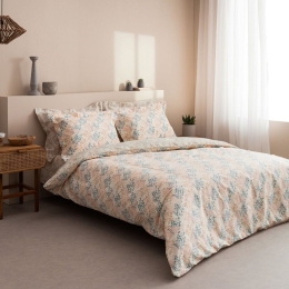 Σεντόνια Lydia-1 (Σετ 4τμχ) Blue-Beige Vesta Home King Size 280x270cm 100% Βαμβακοσατέν
