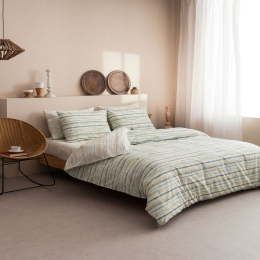 Σεντόνια Milos-1 (Σετ 4τμχ) Blue Vesta Home King Size 100% Βαμβάκι