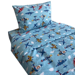 Παπλωματοθήκη Παιδική Airplane (Σετ 2τμχ) Blue Astron Μονό 165x250cm 100% Βαμβάκι