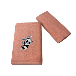 Πετσέτες Παιδικές Panda (Σετ 2τμχ) Coral Astron Σετ Πετσέτες 65x135cm 100% Βαμβάκι