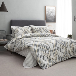 Σεντόνια Zelma-1 Με Λάστιχο (Σετ 3τμχ) Gold Vesta Home Μονό 100x225cm 100% Βαμβάκι