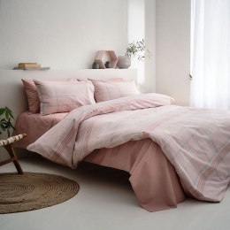 Σεντόνια Valeria-2 (Σετ 3τμχ) Pink Vesta Home Μονό 170x260cm 100% Βαμβάκι