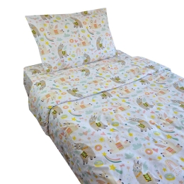 Σεντόνια Παιδικά Lama (Σετ 3τμχ) White Astron Μονό 170x260cm 100% Βαμβάκι