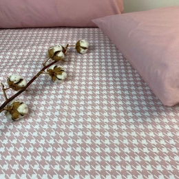 Σεντόνια Pied De Poule 8404 (Σετ 4τμχ) Dusty Rose Astron Υπέρδιπλο 245x260cm 100% Βαμβάκι
