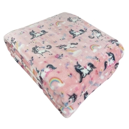 Κουβέρτα Παιδική Βελουτέ Unicorn Yard Pink Astron Μονό 160x220cm Πολυέστερ