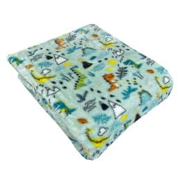 Κουβέρτα Παιδική Βελουτέ Dino Mint Astron Μονό 160x220cm Πολυέστερ