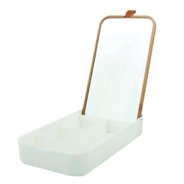 Θήκη Αποθήκευσης Με Καθρέπτη Alais 06233.001 23x13x22cm White-Natural Ακρυλικό,Bamboo