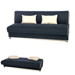 Καναπές Κρεβάτι 3Θέσιος New Leon 190x85x83cm Φ7 Blue Με Κρεμ Ρίγα 8/25 828-25-345 Ύφασμα