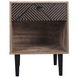 Κομοδίνο Home 40x39.5x55cm Black Grey Oak 271-00-024 Μελαμίνη,Μέταλλο