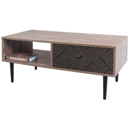 Τραπεζάκι Σαλονιού Home 100x50x42.5cm Black Grey Oak 271-00-023 Μελαμίνη,Μέταλλο