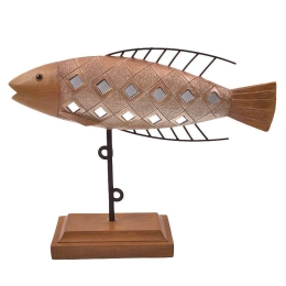 Διακοσμητικό Επιτραπέζιο 269-18-038 Ψάρι 23cm SF7066 Brown Μέταλλο
