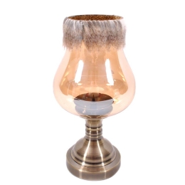 Κηροπήγιο 0025-18-020 1514-L 31cm Gold Μέταλλο,Γυαλί