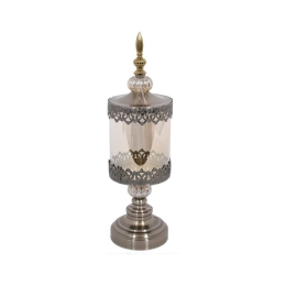 Κηροπήγιο Γυάλινο Με Καπάκι 373-92-260 40cm Bronze Μέταλλο,Γυαλί