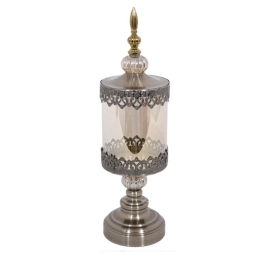 Κηροπήγιο Γυάλινο Με Καπάκι 373-92-261 45cm Bronze Μέταλλο,Γυαλί