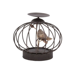 Κηροπήγιο Κλουβί 266-92-406 19,5x17,5cm Beige Πολυρεσίνη