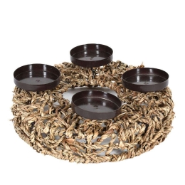 Κηροπήγιο 373-91-766 4 Θέσεων 25cm Black-Natural Ψάθα