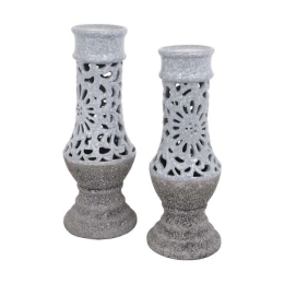 Κηροπήγιο 16110 12.5x33cm Grey 1-028-00-118 Etiquette Κεραμικό