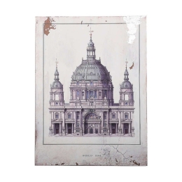 Πίνακας "Berlin Dom" 40x2.7x30cm Beige-Brown 1-159-92-005 Etiquette Κάθετοι Ξύλο