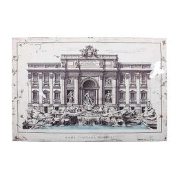 Πίνακας "Fontana Di Trevi" 120x3.5x80cm Beige-Brown 1-159-92-003 Etiquette Οριζόντιοι Ξύλο
