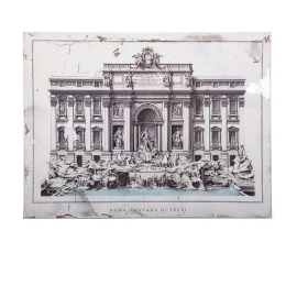 Πίνακας "Fontana Di Trevi" 80x3.5x60cm Beige-Brown 1-159-92-004 Etiquette Οριζόντιοι Ξύλο