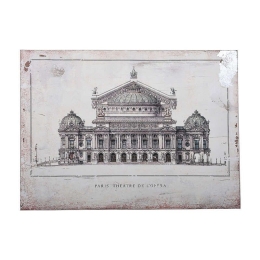 Πίνακας "Paris Theatre Del Opera" 40x2.7x30cm Beige-Brown 1-159-92-010 Etiquette Οριζόντιοι Ξύλο