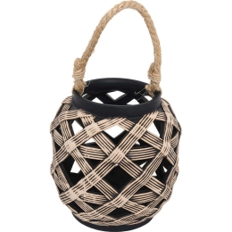 Φανάρι 19077 17.5x17.5x17.5cm Beige-Black 1-0040-00-008 Etiquette Κεραμικό