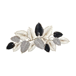 Διακοσμητικό Επιτοίχιο Leafs 738 161-220-033 131x4,5x61cm Black-Gold-White Μέταλλο