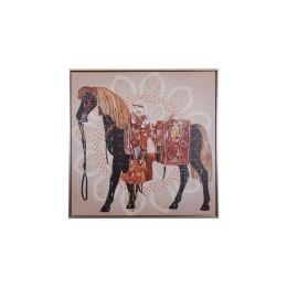Κάδρο Horse No1 373-220-010 60x3x60cm Red-Black Τετράγωνοι Καμβάς