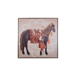 Κάδρο Horse No2 373-220-011 60x3x60cm Red-Black Τετράγωνοι Καμβάς