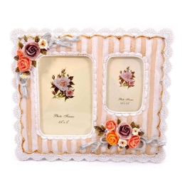 Κορνίζα Ρίγα-Φλοράλ 9x12+6x9 Α110-2 362-25-333 Peach-White Πολυέστερ
