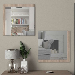 Καθρέπτης Σετ 2Τμχ Charles 881-121-051 60x5x60cm Grey-Oak Μελαμίνη
