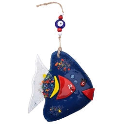 Γούρι Ψάρι 862-18-023 16cm Blue Γυαλί
