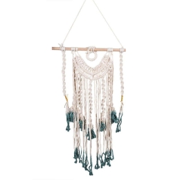 Διακοσμητικό Τοίχου Μακραμέ 1-373-91-080 45x85cm Natural-Petrol Etiquette Βαμβάκι