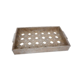 Δίσκος 1-266-92-390 23x5x38cm Silver-Gold Etiquette Πολυρεσίνη