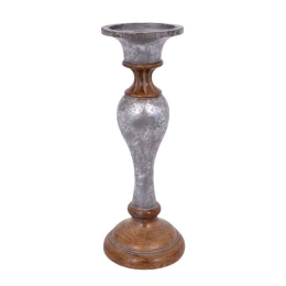 Κηροπήγιο 1-266-82-338 10x10x28cm Natural-Silver Etiquette Πολυρεσίνη