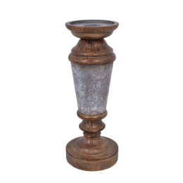 Κηροπήγιο 1-266-82-339 11x11x30cm Natural-Silver Etiquette Πολυρεσίνη