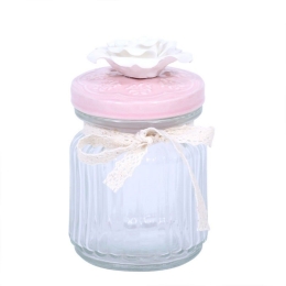 Βαζάκι Γυάλινο Με Καπάκι 12Εκ Pink 373-91-826 Γυαλί