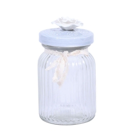 Βαζάκι Γυάλινο Με Καπάκι 20Εκ White 373-91-830 Γυαλί