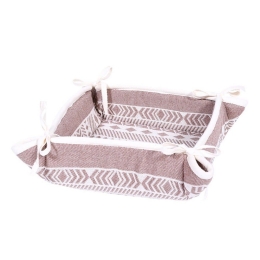 Ψωμιέρα Ζακαρ Ρίγες 36*36 1-719-91-029 Ύφασμα Beige Etiquette Ύφασμα