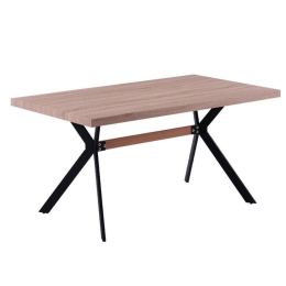 Τραπέζι 606-121-092 160x90x75cm Natural-Black Mdf,Μέταλλο
