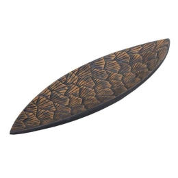 Διακοσμητική Πιατέλα Leaf 0038-121-018 49x16,5x4cm Grey-Gold Πολυρεσίνη