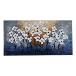Πίνακας Καμβάς White Flowers 148-221-111 120x2,8x60cm Multi Οριζόντιοι Καμβάς