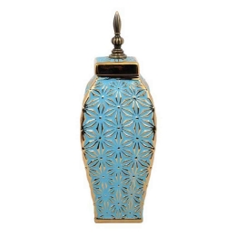 Βάζο Κεραμικό 08-122-197 14x14x39cm Ciel-Gold Κεραμικό