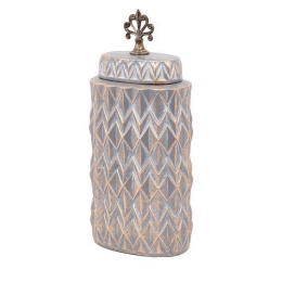 Βάζο Κεραμικό 08-122-206 18,5x12x41cm Grey-Gold Κεραμικό